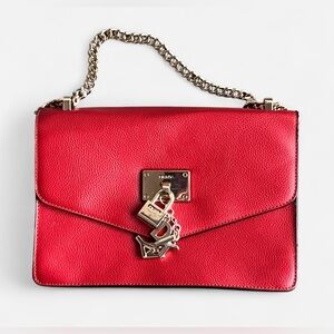 NWOT DKNY Elissa Leather Chain Strap Shoulder Bag in Red